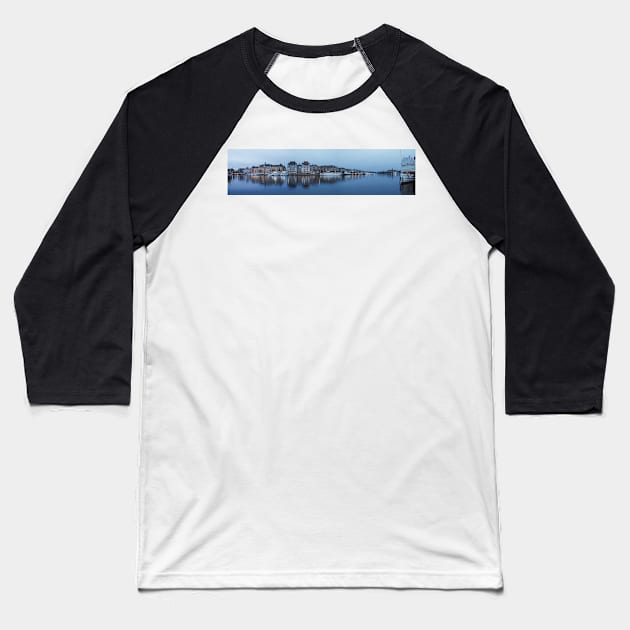 Stockholm Nybroviken Panorama Baseball T-Shirt by MikaelJenei